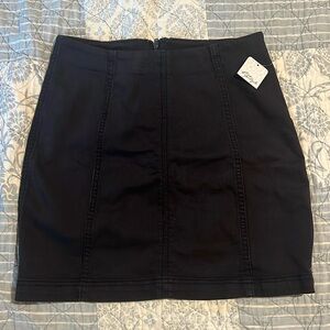 FREE PEOPLE Black Denim Mini Skirt